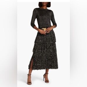 Zimmermann Fringed Metallic Jersey Midi Dress (size A 1)